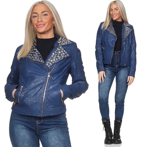 Damen lederjacke bikerjacke - damen,