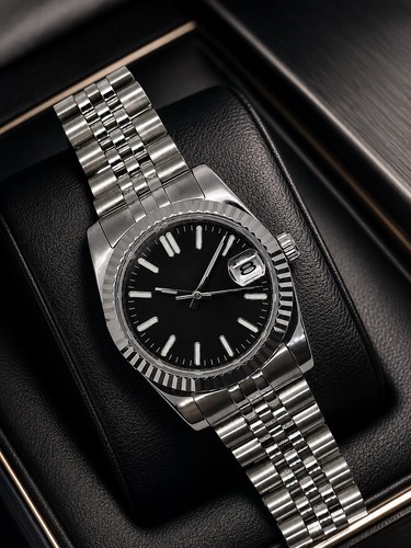 Black dial automatic watch - black,