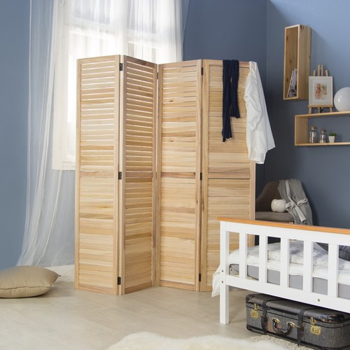 Paravent raumteiler holz natur - paravent,