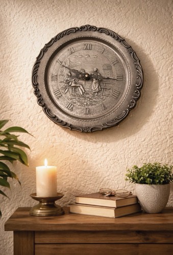 Vintage wanduhr mit relief - relief,
