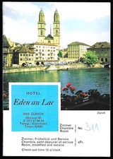 Vintage Hotel Eden Au Lac Zürich Schweiz Booklet Travel Tourist Map 1978