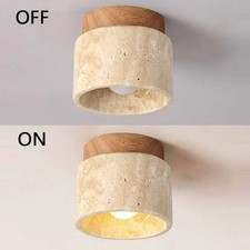 Runde Holz-Deckenleuchte gelb