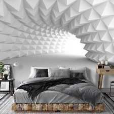 Fototapete 3D Effekt Tunnel Grau Abstrakt Wohnzimmer VLIES TAPETE XXL + KLEISTER