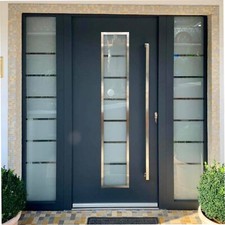 WeltHaus Haustür WH75 Aluminium mit Kunststoff  LA222 Eingangstür+2Seitenteile