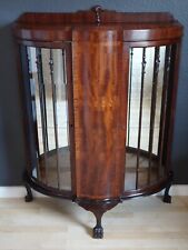 Antike halbrund gebogene Glasvitrine-Jugendstil Wohnzimmerschrank Vitrine Holz