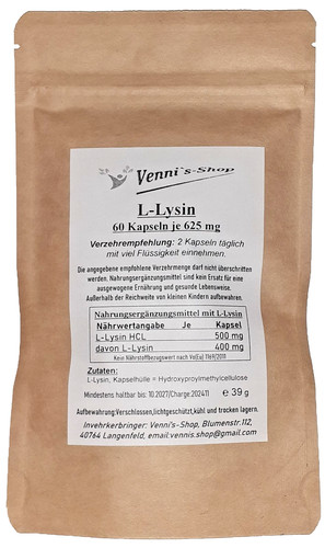 Lysin hcl kapseln x 500 - hcl, 60