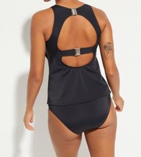 FÜR STARKE FRAUEN! TANKINI SCHWARZ NEU! TOP RÜCKENOPTIK Gr. 38 40 42 44 46 48 50