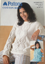 Damen Pullover mit Zopfmuster + ärmelloses Oberteil STRICKMUSTER Pulli Patons 02821