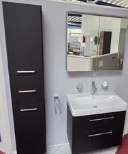 Sanibel 5001 Badmöbel 75cm schwarz Waschtisch, Spiegels.,Armatur, Hochschrank