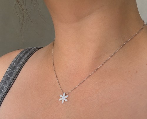 Opal schneeflocke halskette - opal,