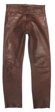 Herren- LEDERJEANS / Nubuk- Lederhose in schoko- braun in W30 / L32