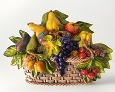 BASSANO KERAMIK Wanddekoration OBSTKORB Feige Birne Kirsche   MEDITERRANE DEKO