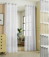 Gardine transparent mit Ösen Leinen Optik Dekoschal Farbe Größe optional e644