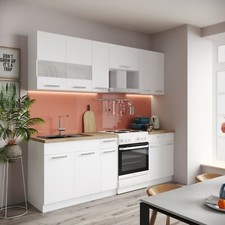 Küche Küchenzeile Einbauküche Küchenblock Singleküche ALINA 230 cm Weiß