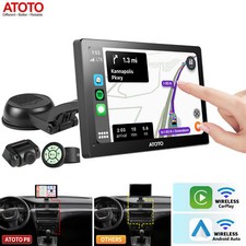 ATOTO 7" Portable Autoradio Wireless CarPlay +1080P Front-Dashcam Fernbedienung