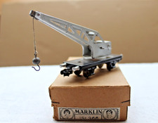 Märklin 366N, Kranwagen, drehbarer Ausleger mit Winde, aluminiumfarbig, 1937   