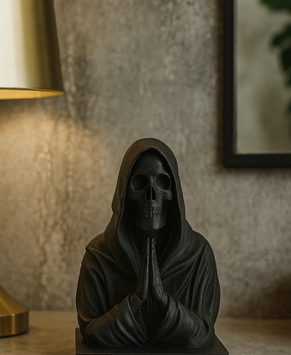 Grim reaper skulptur betendes - skulptur,