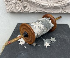 Girlande Sterne Geschenkband Deko Weihnachtsschmuck auf Spindel aus Holz