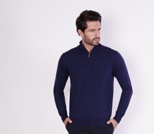 1stAmerican Herren Half Zip Shirt aus Kaschmir und Seide - Langarm Pullover