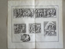 Mort Charon Enfer Hölle Grabmal Antike Ornaments Montfaucon Kupferstich 1722