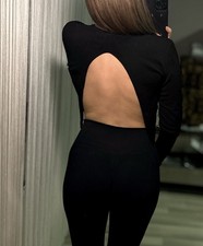 Oberteil Langarm Cropped Rückenfrei schwarz H&M Trend Gr. 42