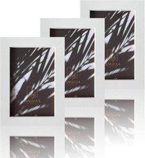 VUVUZULA Bilderrahmen 10x15cm Weiß Holz Fotorahmen 4x6 Zoll Holzrahmen MDF Rahme