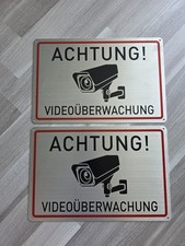 ?B-Ware 2x Alu Achtung Videoüberwachung Schild Alu Videoüberwachung Warnschild