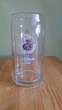 Bierkrug, Schultheiß Bräu, Glaskrug, 1 Liter, Weißenbrunn Frankenwald 1962