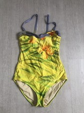 Badeanzug Gr 38 M in gelb grün abnehmbare Träger von Fürstenberg top Zustand
