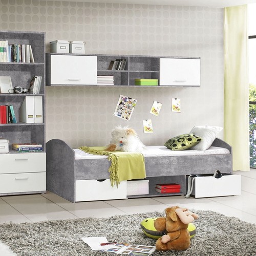 Jugendbett betonoptik weiß - -, betonoptik-weiß