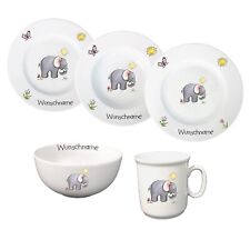 Kindergeschirr Elefant Porzellan Set - Personalisiert mit Wunschname
