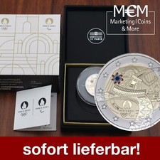 ### 2 EURO FRANKREICH 2024 PP - OLYMPISCHE SPIELE PARIS EIFFELTURM COLORIERT ###