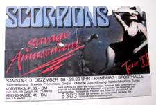 alte Eintrittskarte Scorpions Savage Amusement Tour 1988 Hamburg Sporthalle