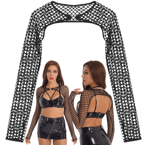 Damen langarm crop top netz - damen,