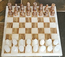 vintage Schachspiel aus mexikanischem Onyx, handgefertigt,in der OVP, Fa.Hartung