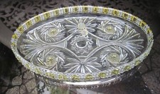 Kristall Tortenplatte Gebäckplatte Glasplatte Ornament zweifarbig Servierplatte