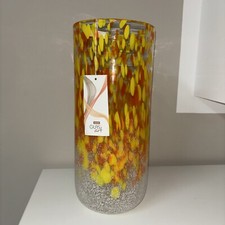 24.06.018 GILDE GlasArt Vase - Gelb Orange - H. 34 cm x 14,5 cm Durchmesser