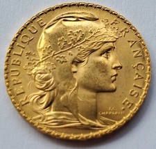 20 Francs 1914 / Frankreich / Marianne & Hahn -HISTORISCHE GOLDMÜNZE -GOLDBARREN