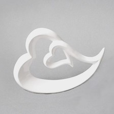 Skulptur Herz Keramik weiß