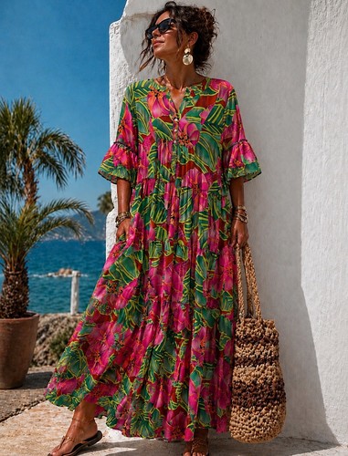 Damen kleid maxikleid seide - kleid,