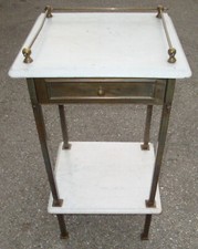 Antik Bauhaus Nachtkästchen Badmöbel Marmor Metall Holz Industrie Nachtkonsole