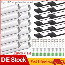 12 Stück LED Aluprofil 1m Aluminium Profil Alu Leiste Schiene für LED Stripes DE