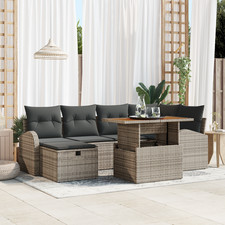 vidaXL Garten-Sofa-Set 7 pcs Grau Poly-Rattan