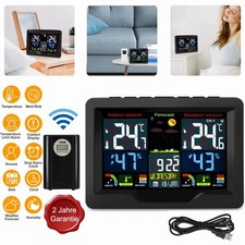 Funk Wetterstation Thermometer Mit Farbdisplay Innen-Außensensor Digitale Wecker