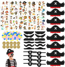 Piraten Deko Kindergeburtstag Set, 8 Piratenhut Kinder, 8 Augenklappe Pirat(mit 