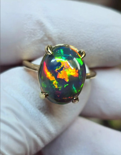 Natürlicher schwarzopal ring - natürlicher,