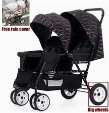 Doppelkinderwagen Zwillingswagen leicht faltbar Baby Buggy Grau Gold