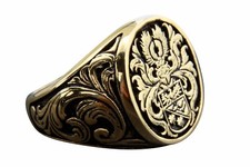 WAPPENRING KNIGHTS RITTER WAPPEN GOLD PLATED VERGOLDET HERRENRING SIEGELRING 356