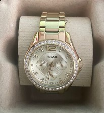 Fossil Damenarmbanduhr ES3203 Originalpackung- Rosegoldfarben mit Strassbesatz