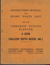 Johnson 4-reihiges Modell mit geringer Tiefe Mk1 Kartoffelpflanzgefäß Handbuch & Teileliste 4771F